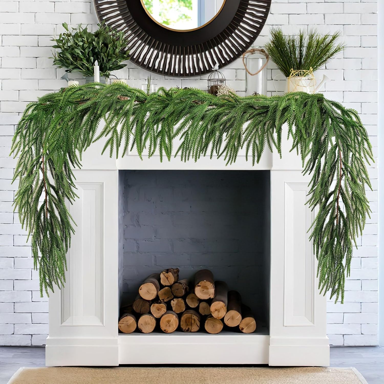 9ft Spring Real Touch Norfolk Pine Garland for Home Decor
