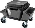 Powerbuilt Rolling Work Seat Brake Stool with Locking Wheels - Durable