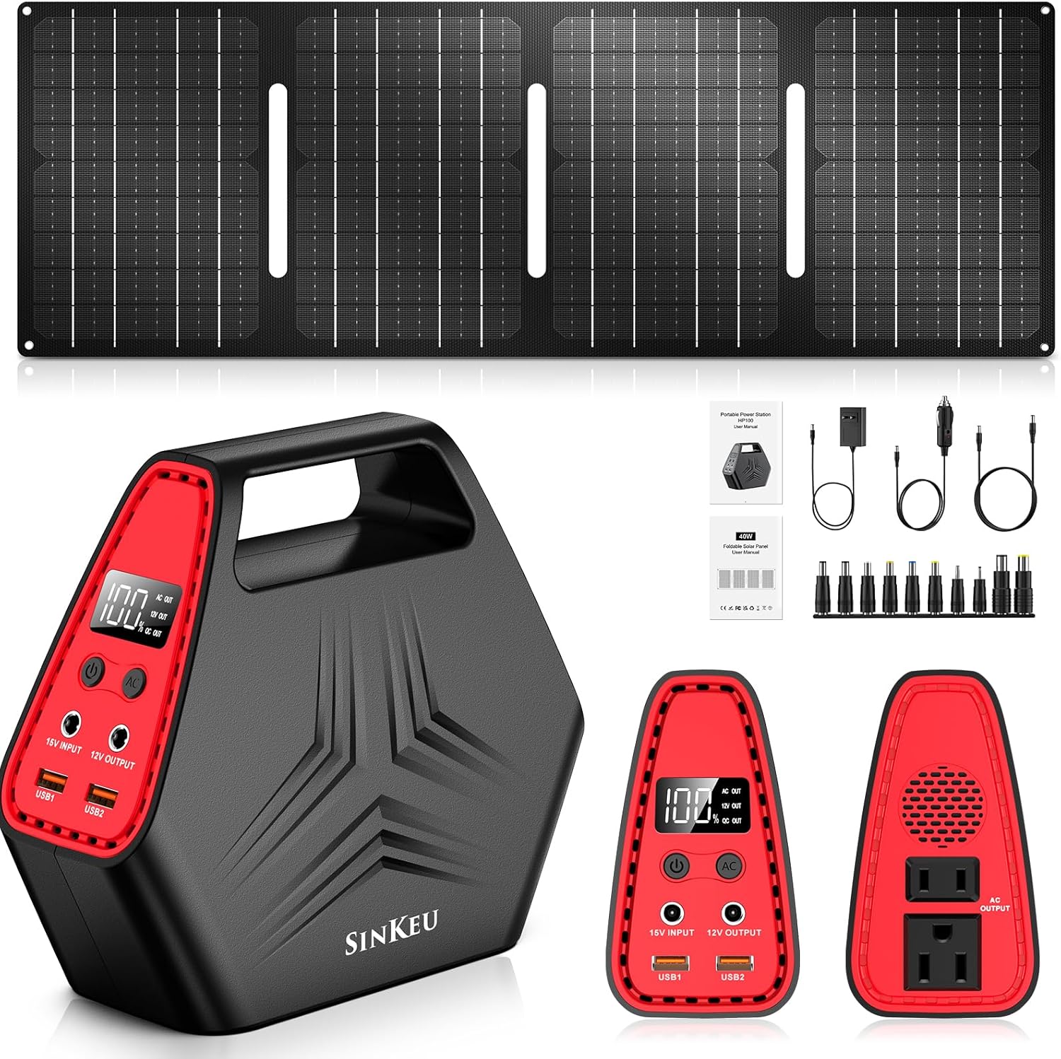 Portable Solar Generator: 100W Power & AC Outlet