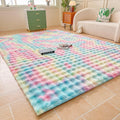Rainbow Rabbit Plush Area Rug 8ft x 10ft - Soft Faux Fur for Kids