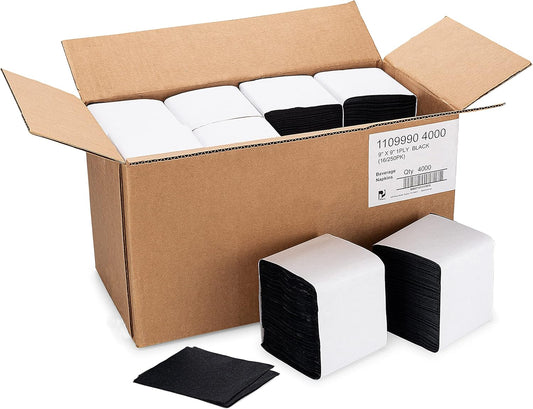 4000 Black Beverage Napkins | Embossed Edge | P Paterson
