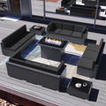 15 Piece Patio Sectional Set with 44ft Propane Fire Pit Table