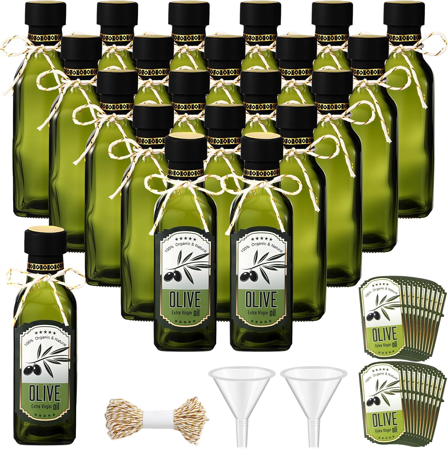 20 Pcs 4 oz Mini Glass Olive Oil Bottles for Kitchen Use