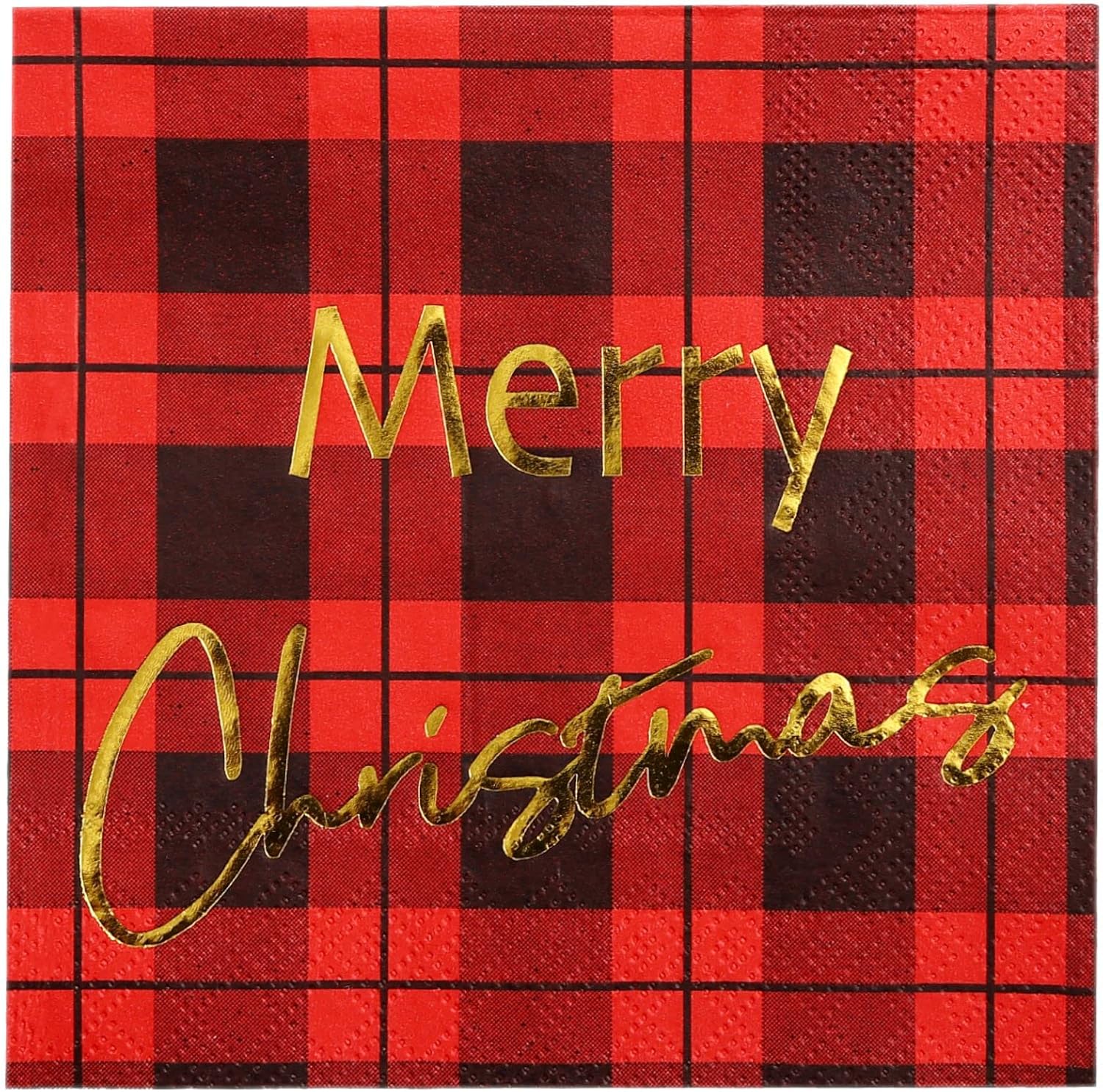 Gold Buffalo Plaid Christmas Napkins - 50 Pack