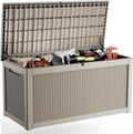 ROJIK Outdoor Storage Housing Deck Box 280 Gallon - Weatherproof Bench