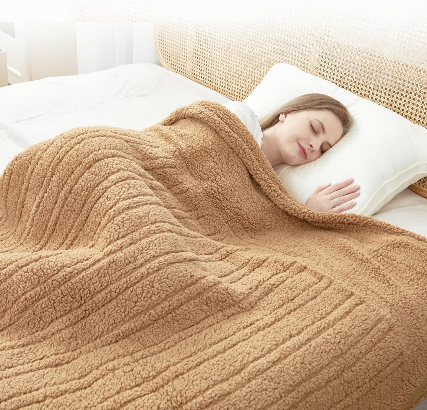 Heated Twin Blanket by SNUGSUN - Soft & Cozy Sherpa