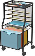 Rolling File Cart 6-Tier Desk File Organizer - Compact Under-Desk