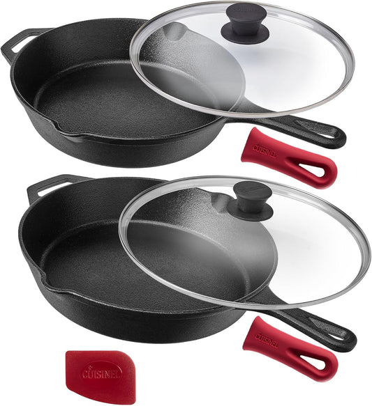 Cuisinel Cast Iron Skillet Set - Versatile 10in & 12in Pans