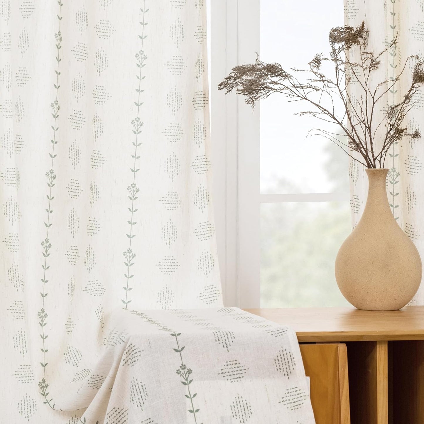 Linen Semi Sheer Curtains 63 Inch Length for Elegant Spaces