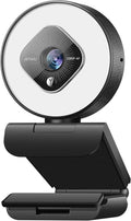 1080P Webcam for PC with Ring Light and Dual Microphone - Clear