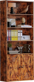 Industrial Bookshelf 6-Tier 70 in Tall Bookcase - Solid Storage