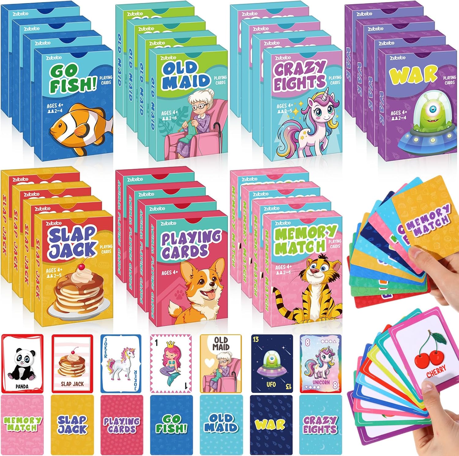 28 Pack Kids Card Games Set for Fun Learning and Play