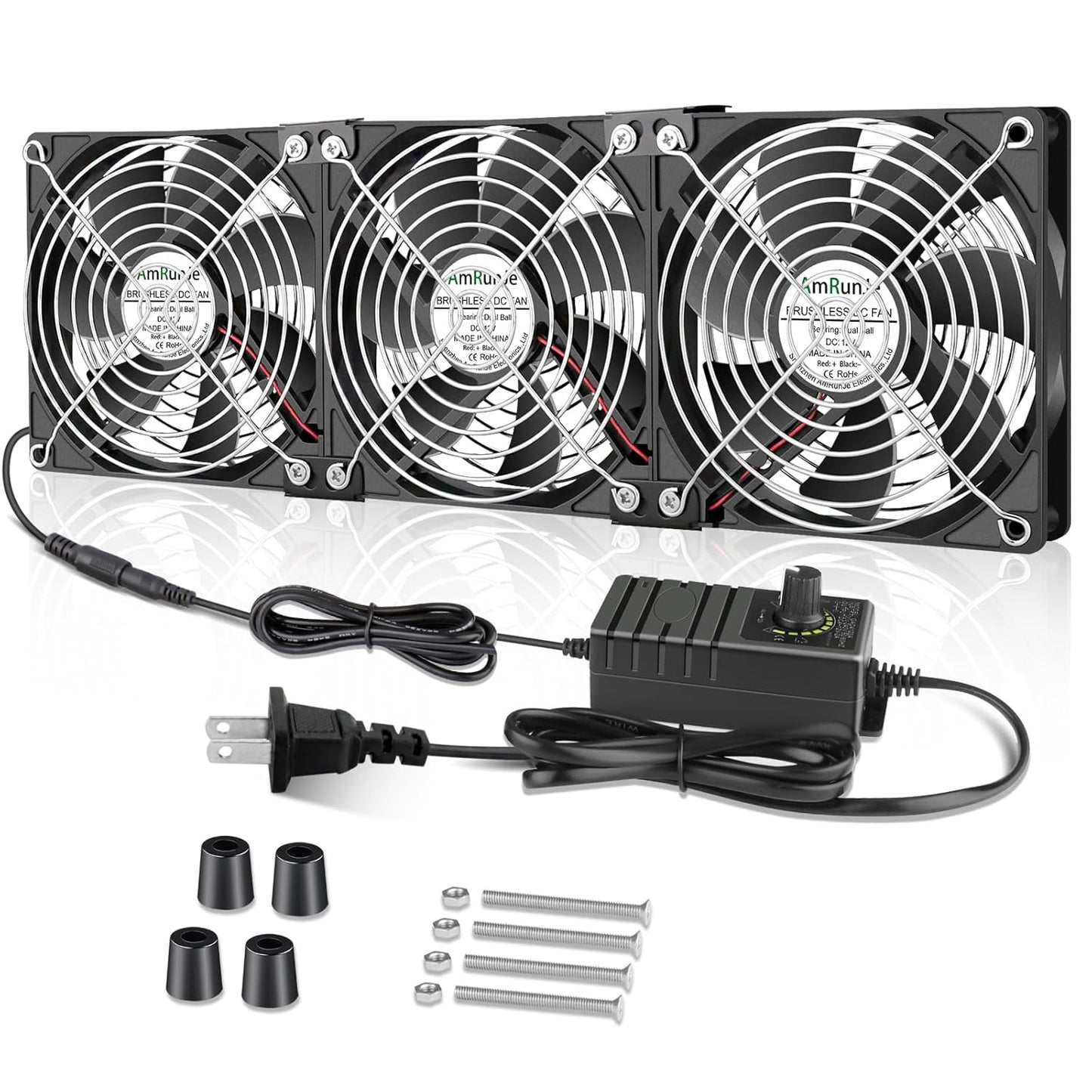 3X 120mm Computer Fan with AC Plug for Versatile Cooling Needs