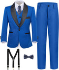 Boys Royal Blue 7-Piece Slim Fit Tuxedo Set for Weddings