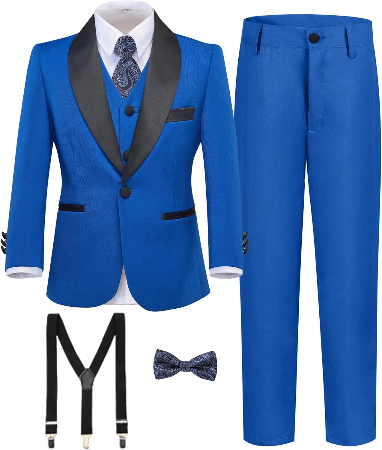 Boy's Formal Suit 7 Piece Slim Fit Tuxedo for Kids and Teens