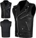 DEFY Men's Leather Motorcycle Concealed Carry Vintage Vest XL
