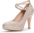 Platform High Heels Closed Toe Pumps - 4 in Vintage Strappy Style