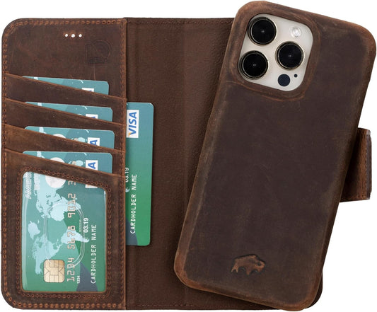 Premium Full Grain Leather Wallet Case for iPhone 16 Pro Max