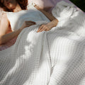 Bedsure Cooling Cotton Waffle Oversized King Blanket - Lightweight