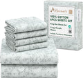 100% Natural Cotton King Sheets Set 6 Pcs - Crispy Percale Comfort