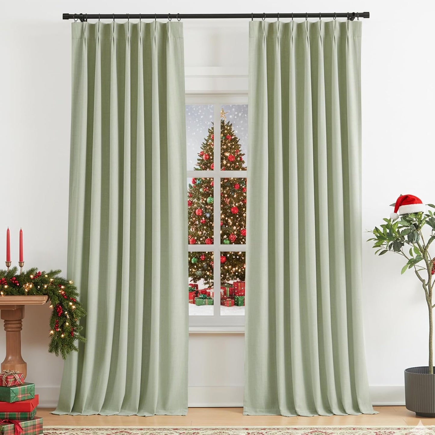 Soft Green Pinch Pleated Blackout Curtains for Elegant Spaces