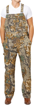 Realtree Men's Camo Hunting Cotton Bib Overalls - Rugged All-Season