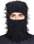 Knitted ski mask Black Full Face Distressed Balaclava - Versatile