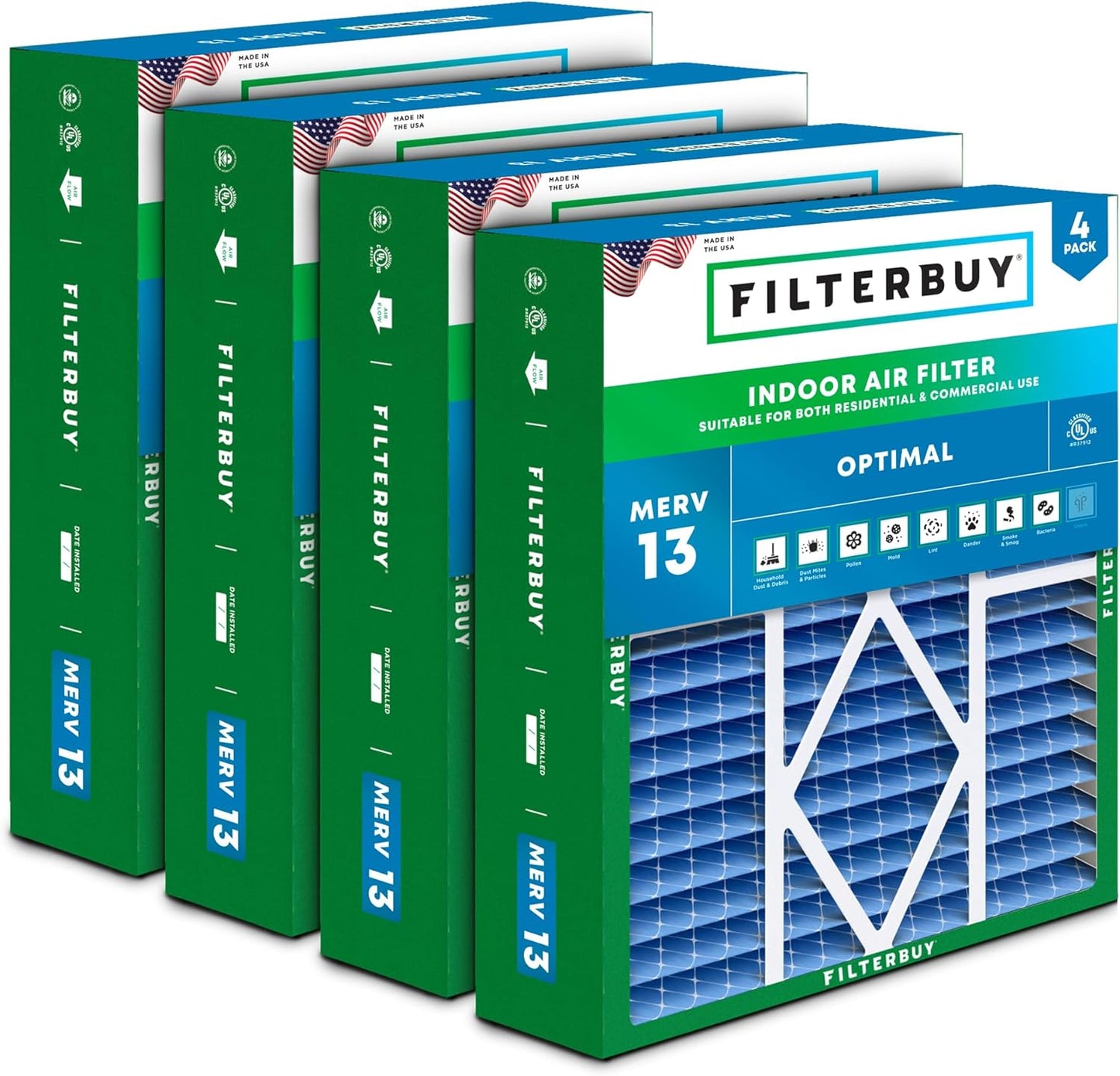 Filterbuy 20x25x5 Air Filter MERV 13 for Health Defense