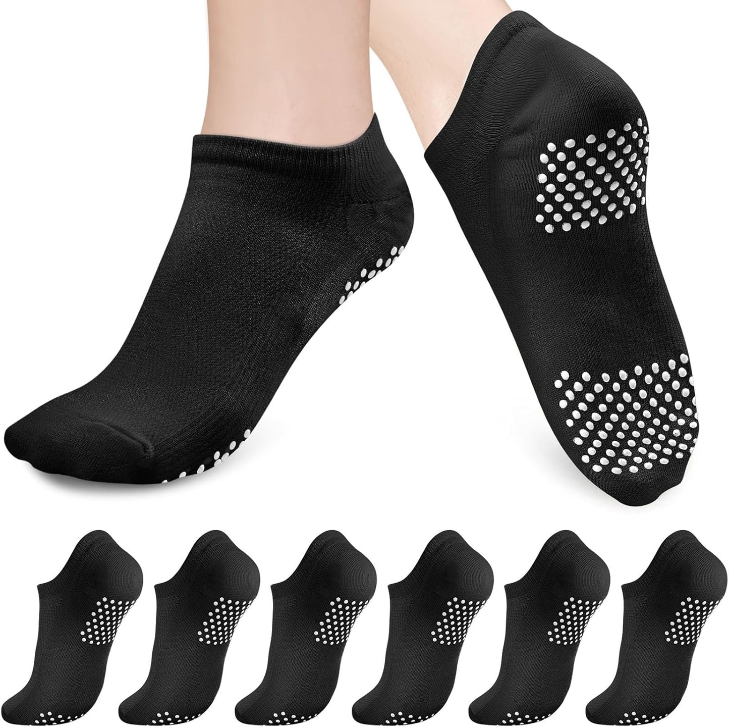 6 Pairs Non-Slip Grip Socks: COZYOFFI Pilates Perfect