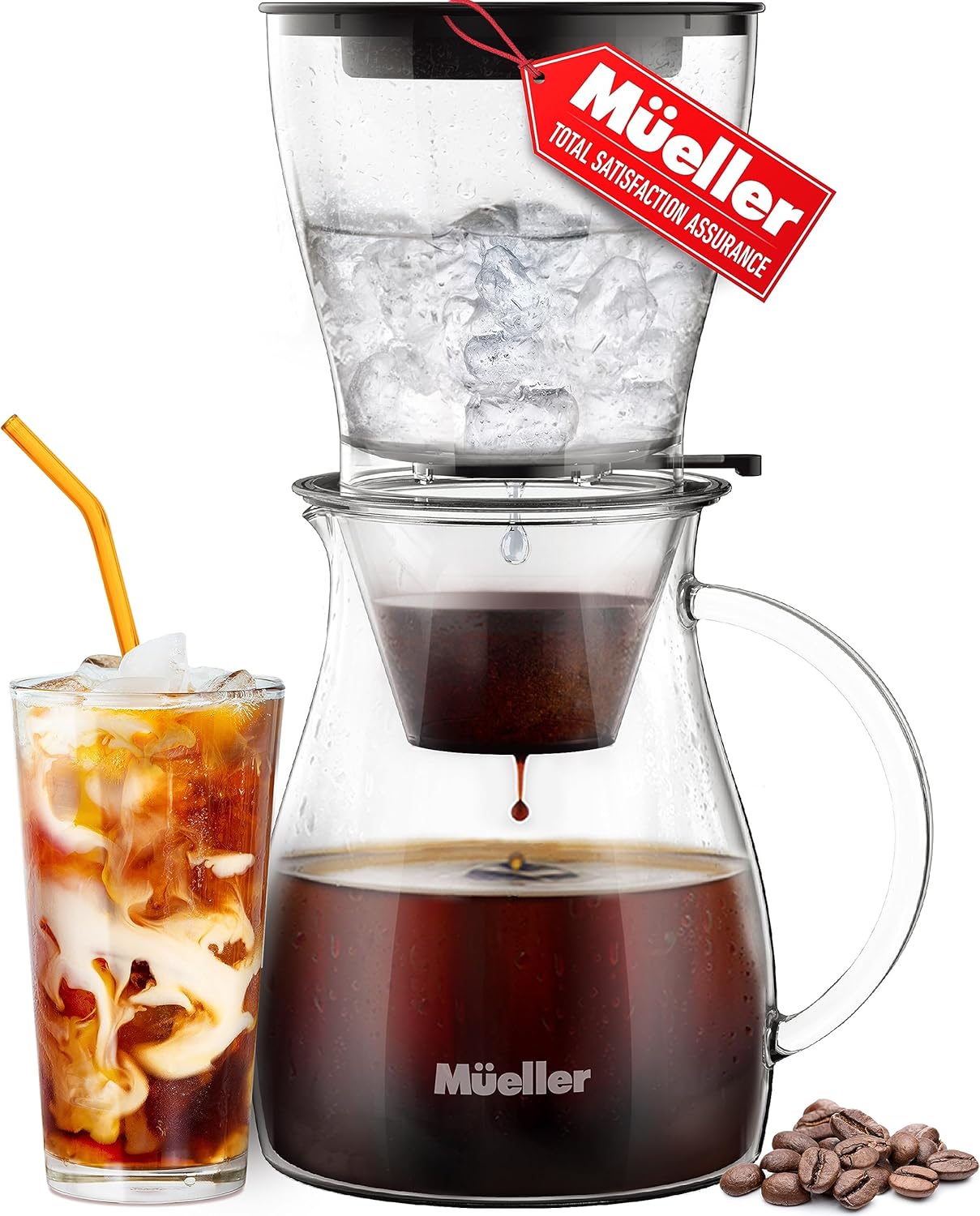 Adjustable Flow Cold Brew Maker 47 oz Stainless Steel Filter