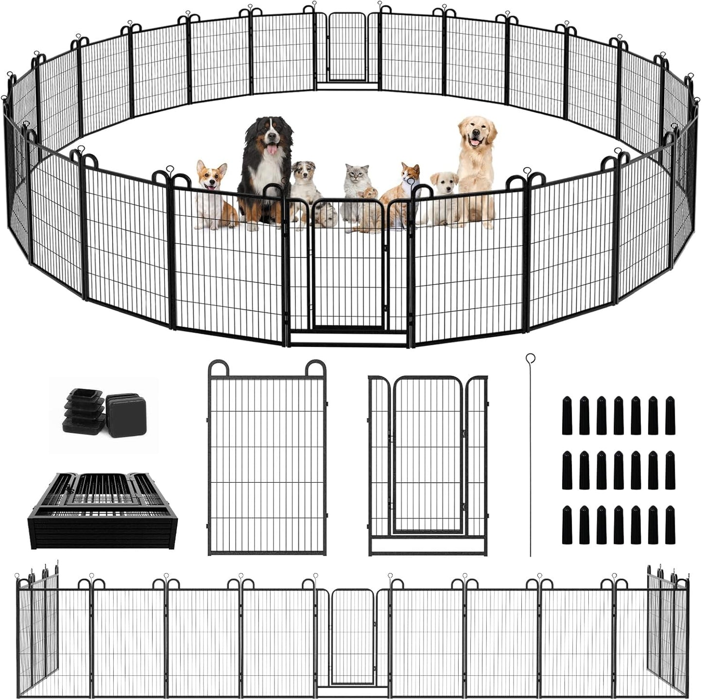 Heavy Duty Dog Playpen Outdoor 24 Panels Portable 54FT Fence