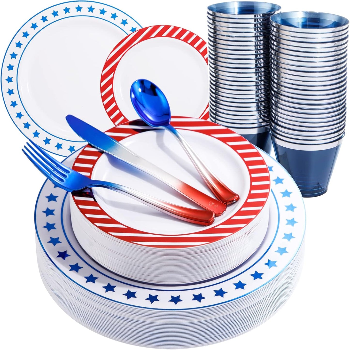 Independence Day Plastic Plates Set for 4th of July Celebrations