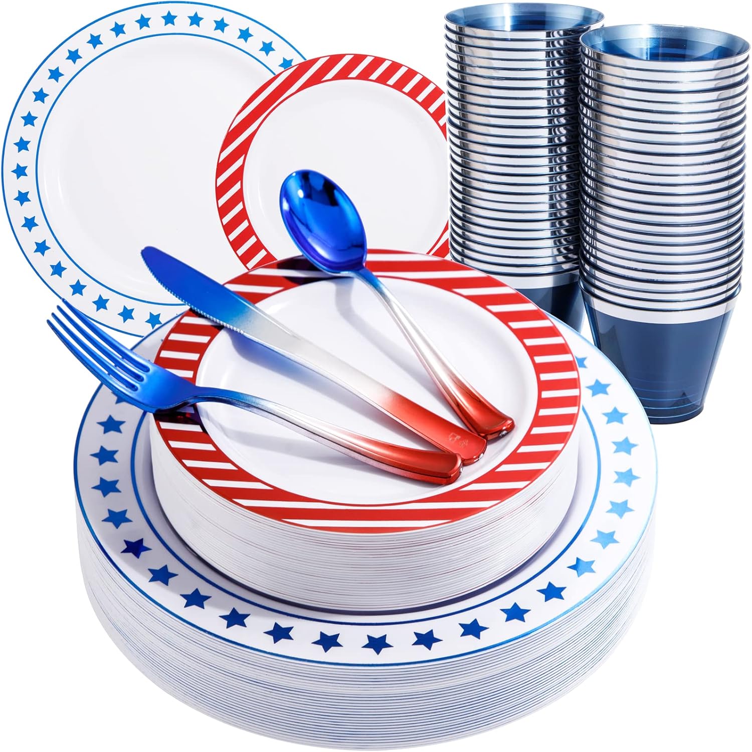Independence Day Plastic Plates Set for 4th of July Celebrations