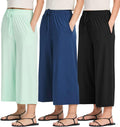 Women's Ultra-Soft Wide Leg Capri Pants 3-Pack - Comfy Everyday