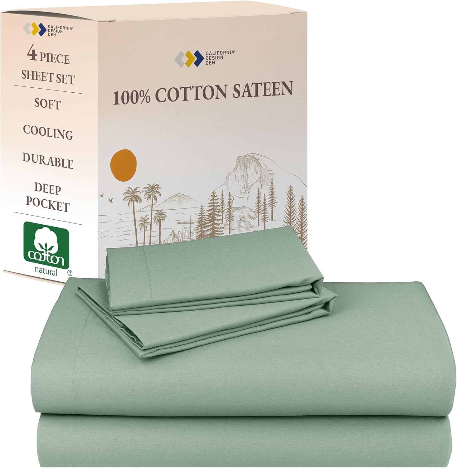 California Design Den Full Sheet Set - Soft Cotton Sateen Bedding