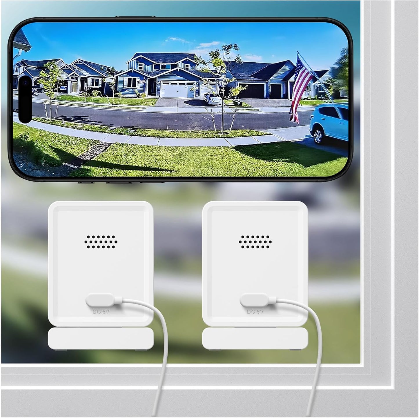 3MP 2K Window Camera for Indoor Glass Monitoring - 2 Pack