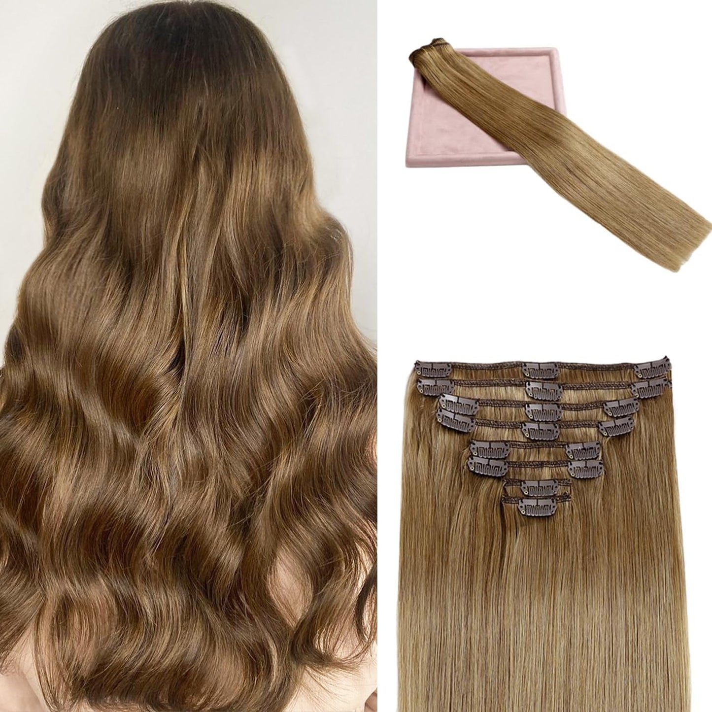 Clip in Hair Extensions Real Human Hair for Volume & Length