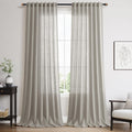 Silver Gery Linen Curtains 96 Inches for Modern Farmhouse Decor
