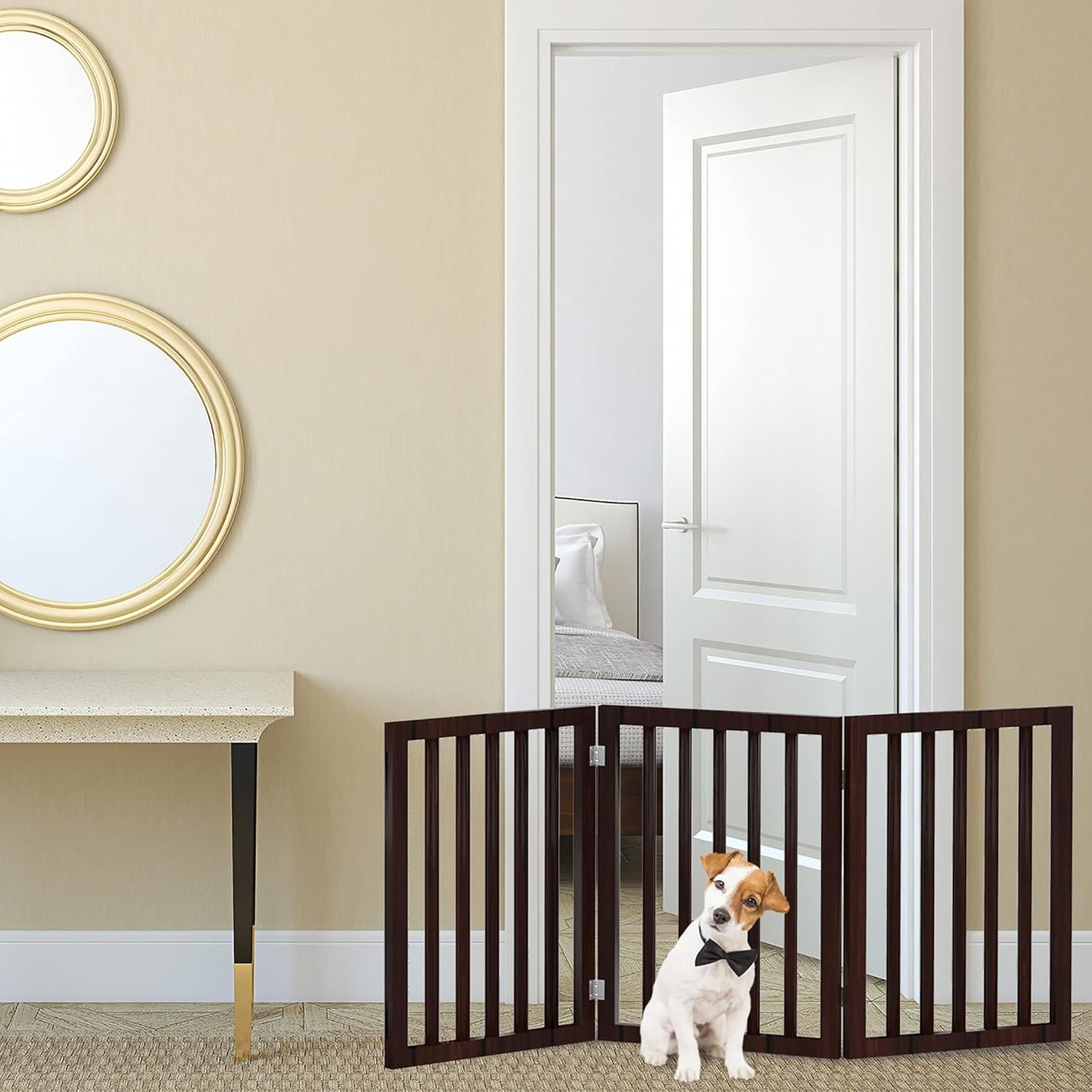 Indoor Pet Gate - 3-Panel Folding Dog Gate for Stairs or Doorways