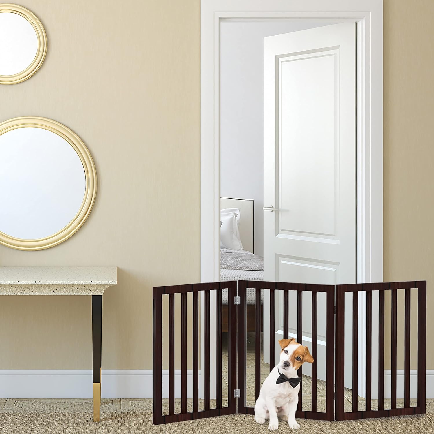 Indoor Pet Gate - 3-Panel Folding Dog Gate for Stairs or Doorways