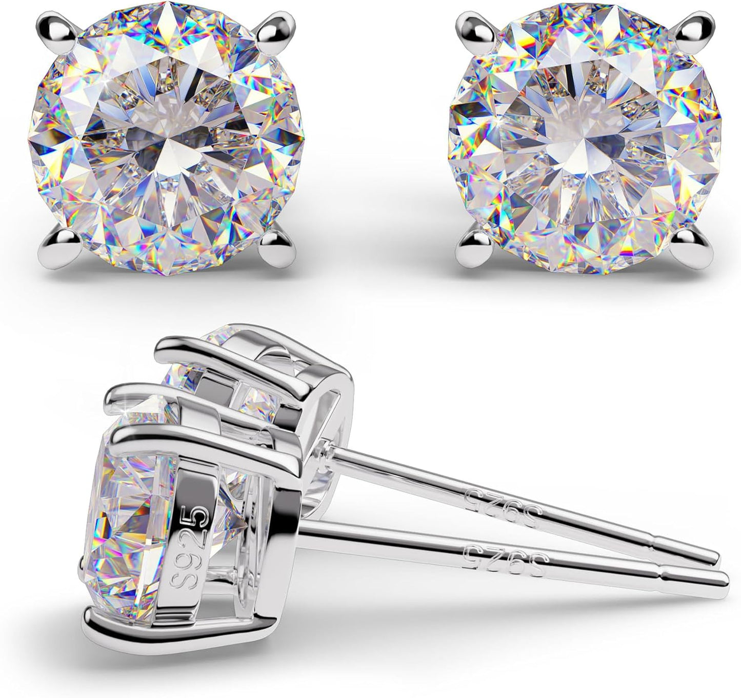Moissanite Earrings for Women - D Color VVS1 Round Cut
