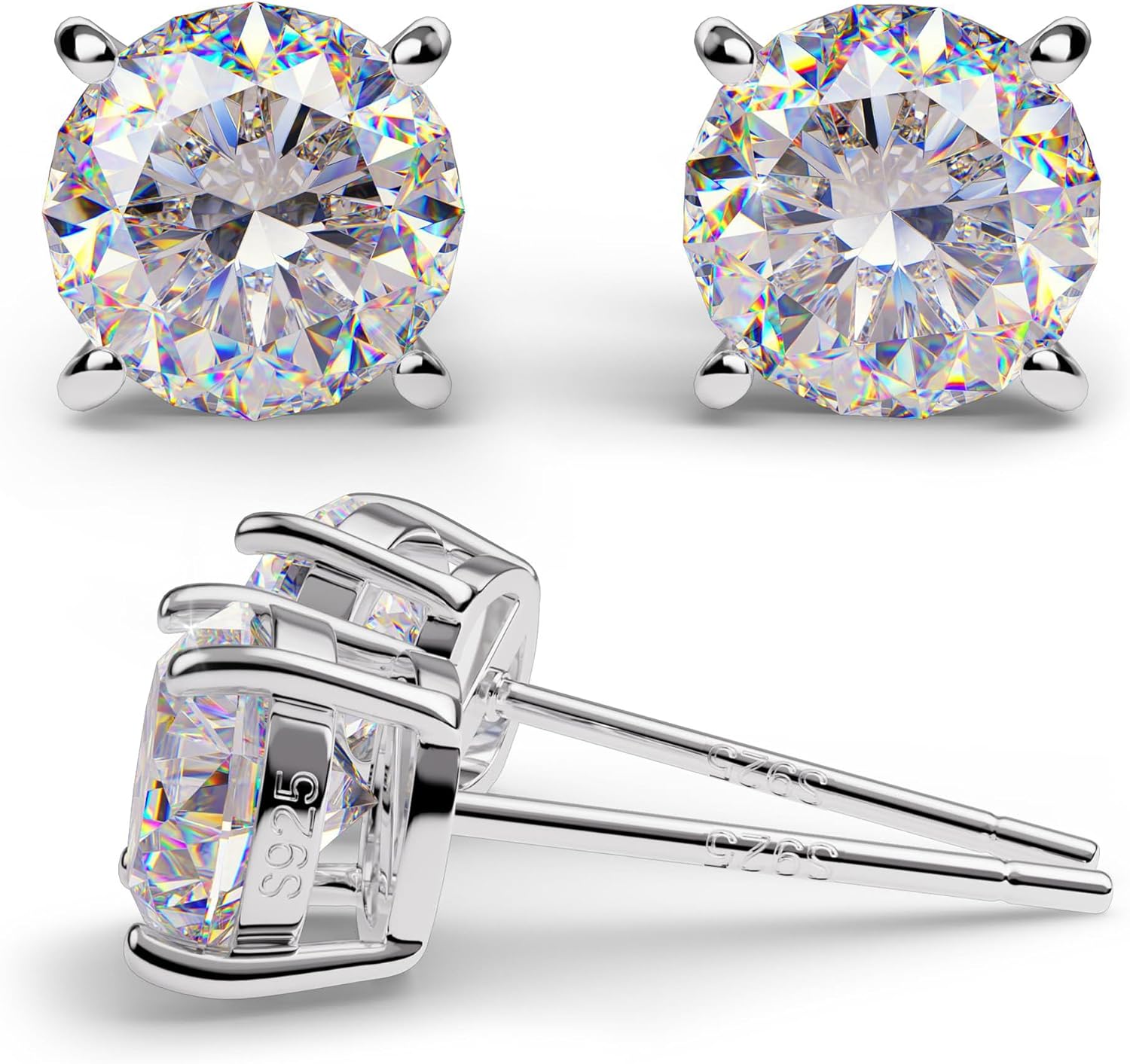 Moissanite Earrings for Women - D Color VVS1 Round Cut