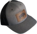 Bison Stamp Leather Patch Trucker Hat - Structured Mid-Profile Ox