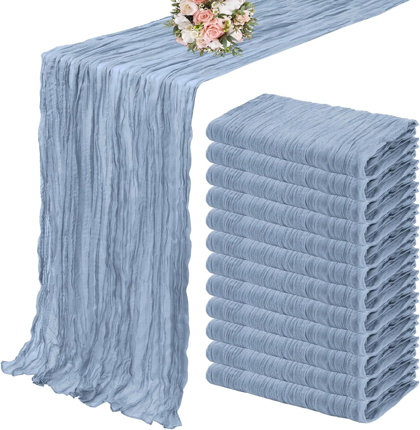 12 Pack Cheesecloth Table Runner for Elegant Wedding Decor