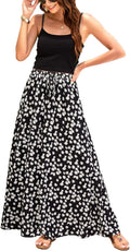 Women Flowy Chiffon Long Skirt - Pleated High Waist Maxi