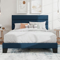 Full Platform Bed Frame with Upholstered Headboard - Classic Blue