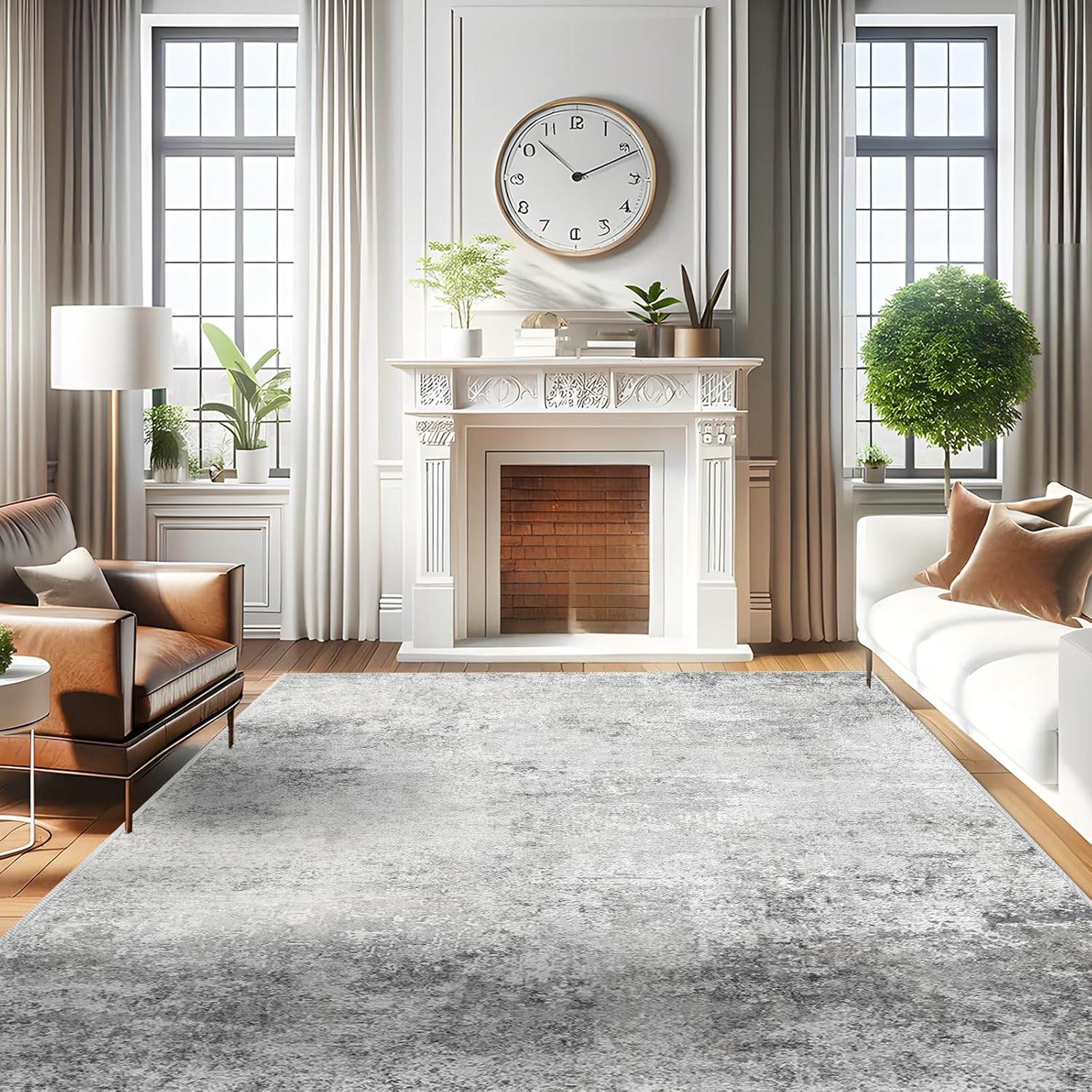 RUUGME Washable Abstract 8X10 Rug: Soft Non-Slip Area Carpet