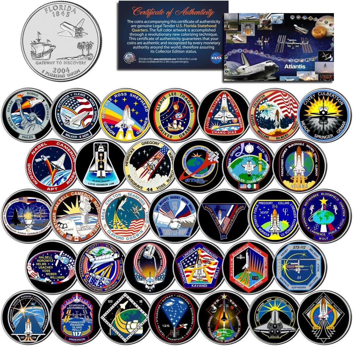SPACE SHUTTLE ATLANTIS MISSIONS Colorized Florida Quarters Set
