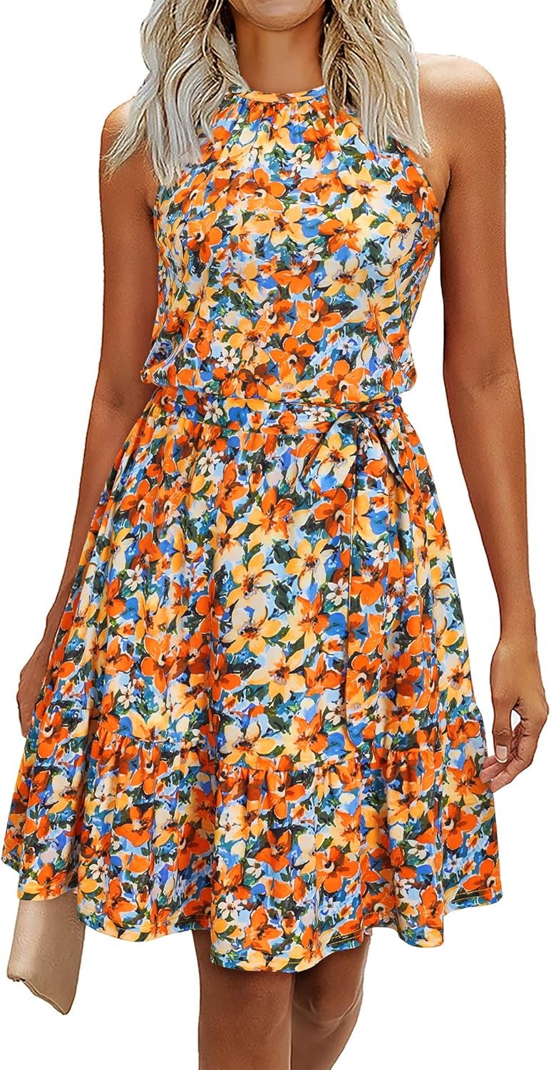 Newshows Womens Summer Dress Halter Wedding Guest Casual Beach