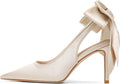Satin Slingback Heels for Women Pointed Closed Toe Stiletto - Bridal